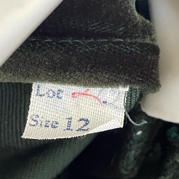 Vintage Button Down Shirt Dress Hunter Green Velour Velvet Lolita Goth - Picture 4 of 11